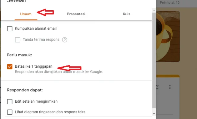 Seting Google Form Untuk Ujian Online